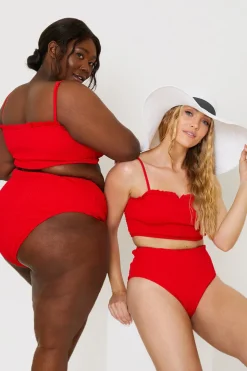 Crinkle High Waist Bikini Bottoms