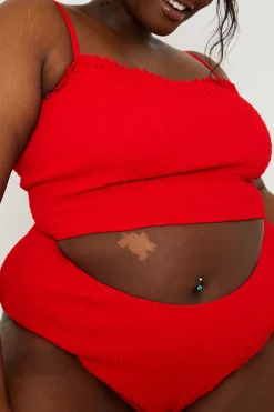 Crinkle High Waist Bikini Bottoms