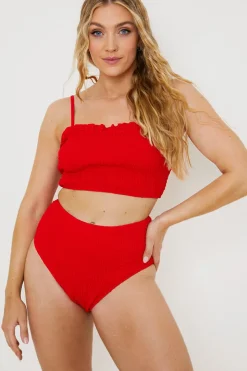 Crinkle High Waist Bikini Bottoms