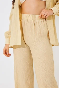 Crinkle Wide Leg Trousers