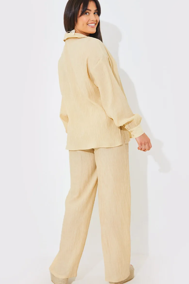 Crinkle Wide Leg Trousers