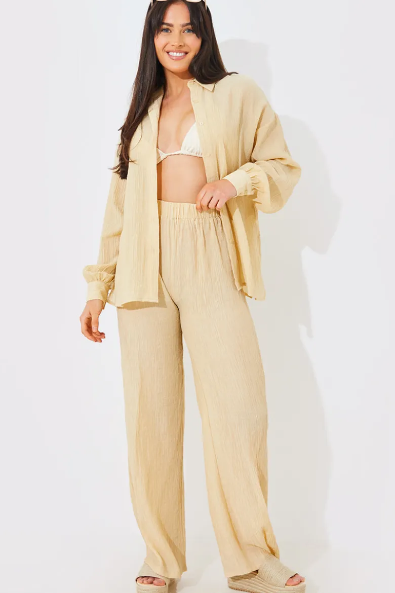 Crinkle Wide Leg Trousers