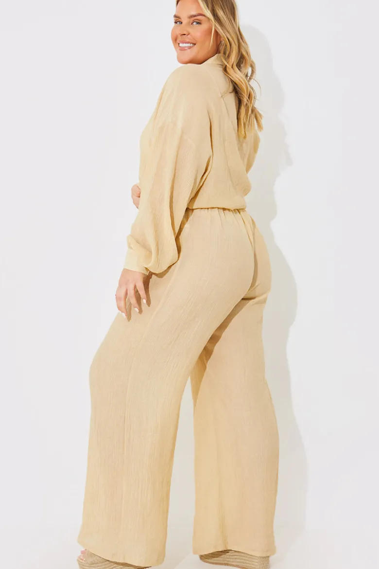 Crinkle Wide Leg Trousers