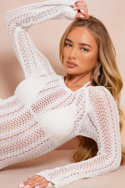 Crochet Flare Sleeve Midaxi Dress