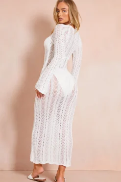 Crochet Flare Sleeve Midaxi Dress