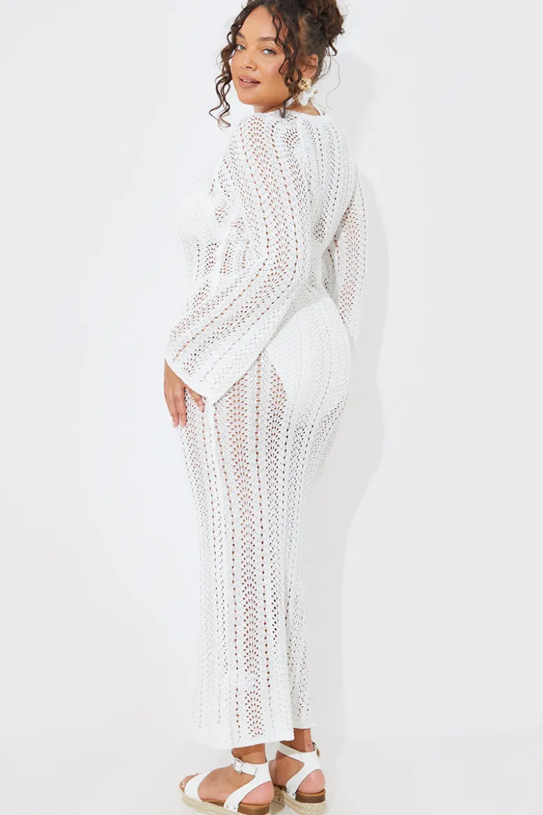 Crochet Flare Sleeve Midaxi Dress