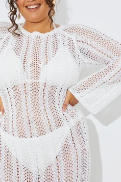 Crochet Flare Sleeve Midaxi Dress