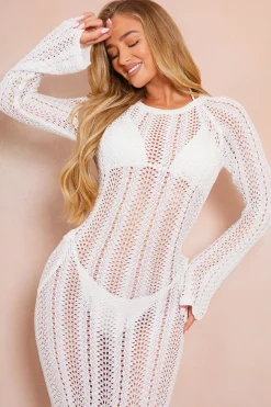 Crochet Flare Sleeve Midaxi Dress