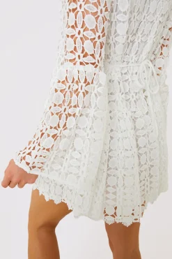 Crochet Fluted Sleeve Mini Dress