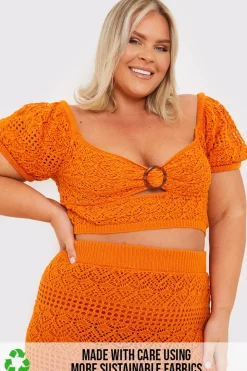 Crochet Puff Sleeve Crop Top