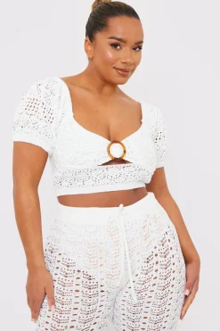 Crochet Puff Sleeve Crop Top