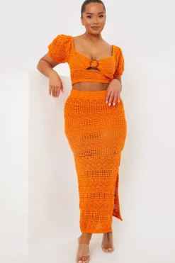 Crochet Puff Sleeve Crop Top