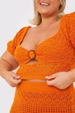 Crochet Puff Sleeve Crop Top