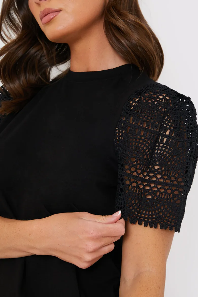Crochet Sleeve T-Shirt