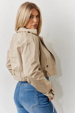 Cropped Belted Trench Coat