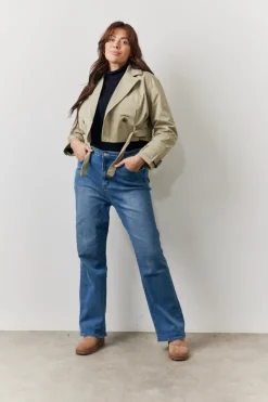 Cropped Belted Trench Coat
