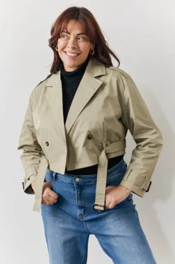 Cropped Belted Trench Coat