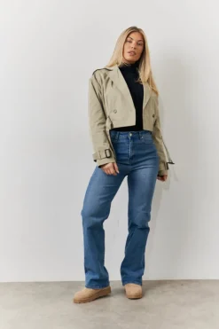 Cropped Belted Trench Coat