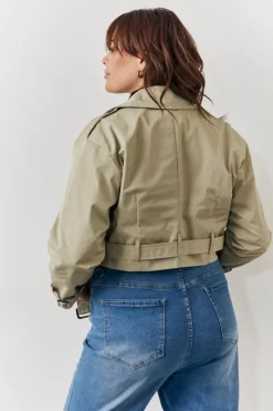 Cropped Belted Trench Coat
