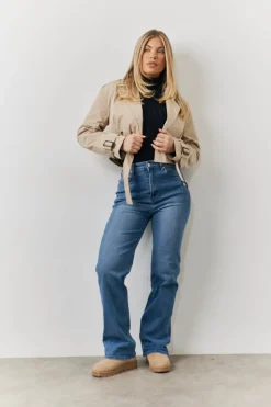Cropped Belted Trench Coat