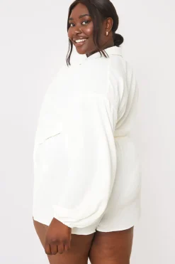 Cropped Tie Front Co-Ord Shirt