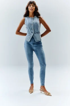 Denim Crew Neck Waistcoat