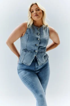 Denim Crew Neck Waistcoat