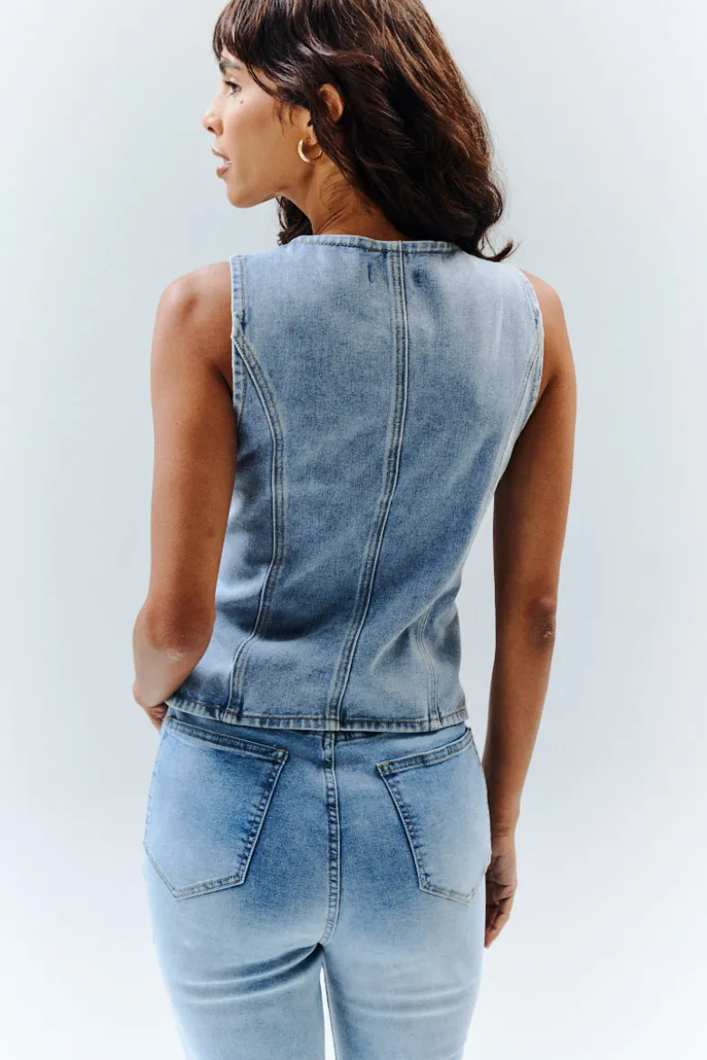 Denim Crew Neck Waistcoat