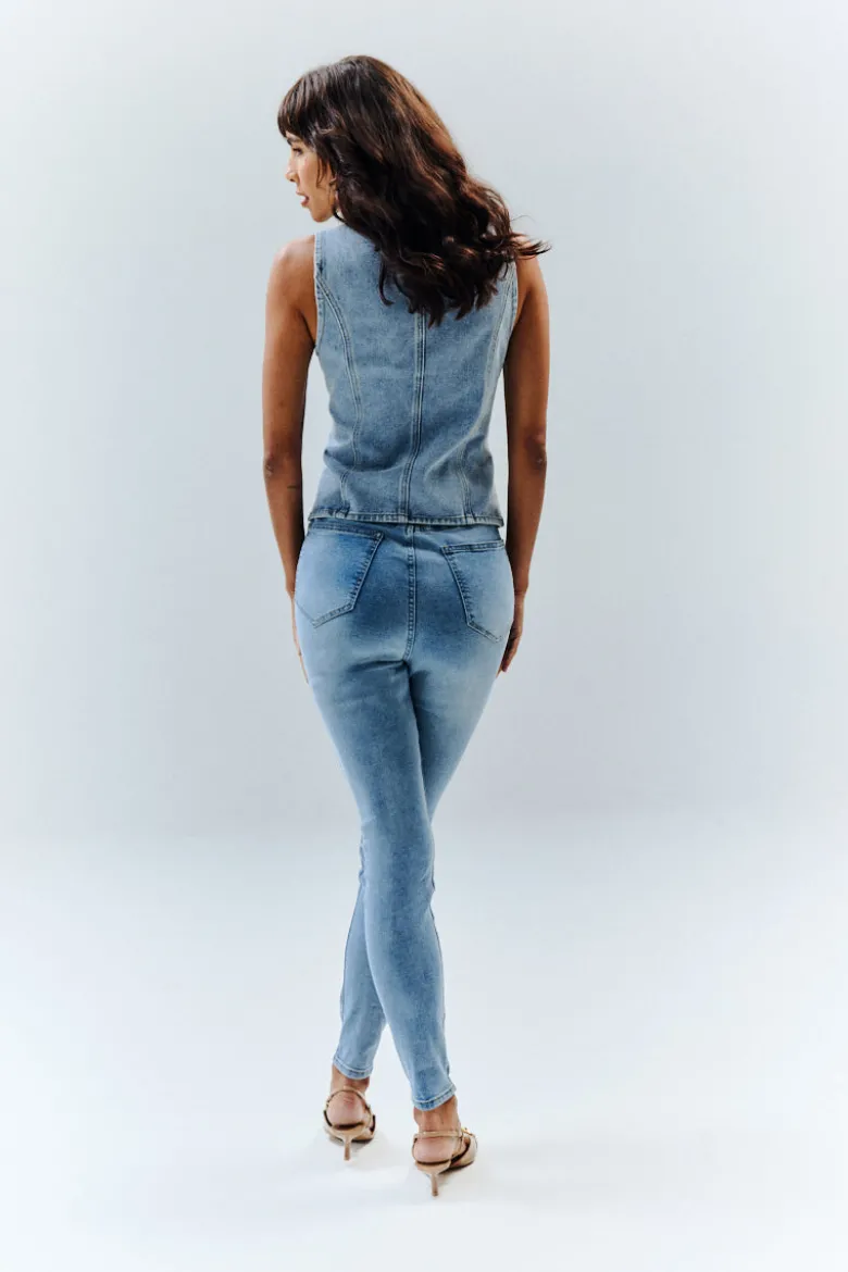 Denim Crew Neck Waistcoat