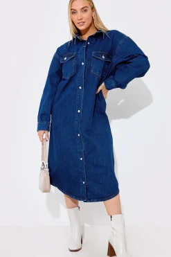 Denim Midi Shirt Dress