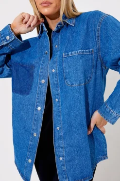 Denim Shirt With Contrast Pocket