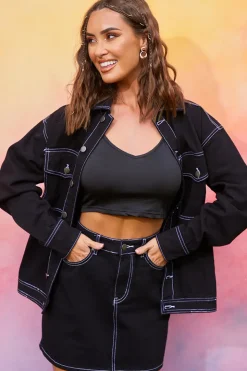 Denim Skirt With Contrast Stitching Co ord