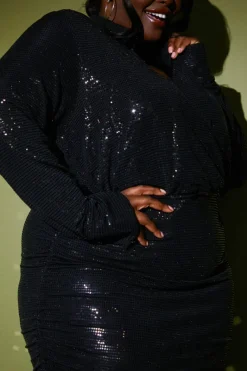 Disco Sequin Ruched Midaxi Dress