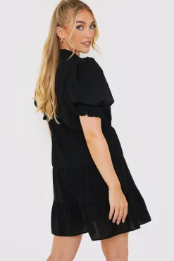 Drawstring Waist Balloon Sleeve Mini Dress