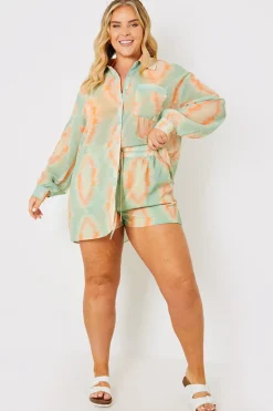 Elasticated High Waist Beach Co-Ord Shorts