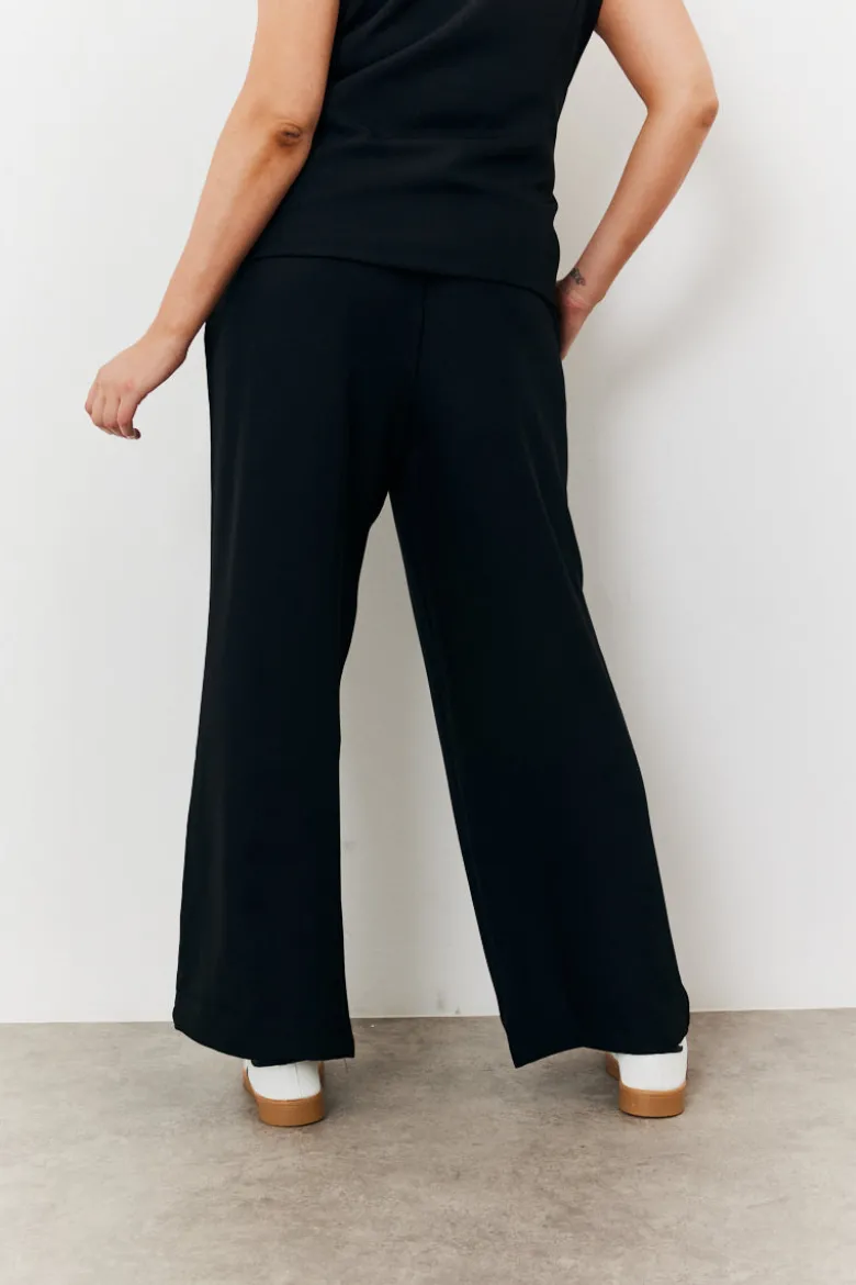 Elasticated Mid Rise Wide Leg Trouser