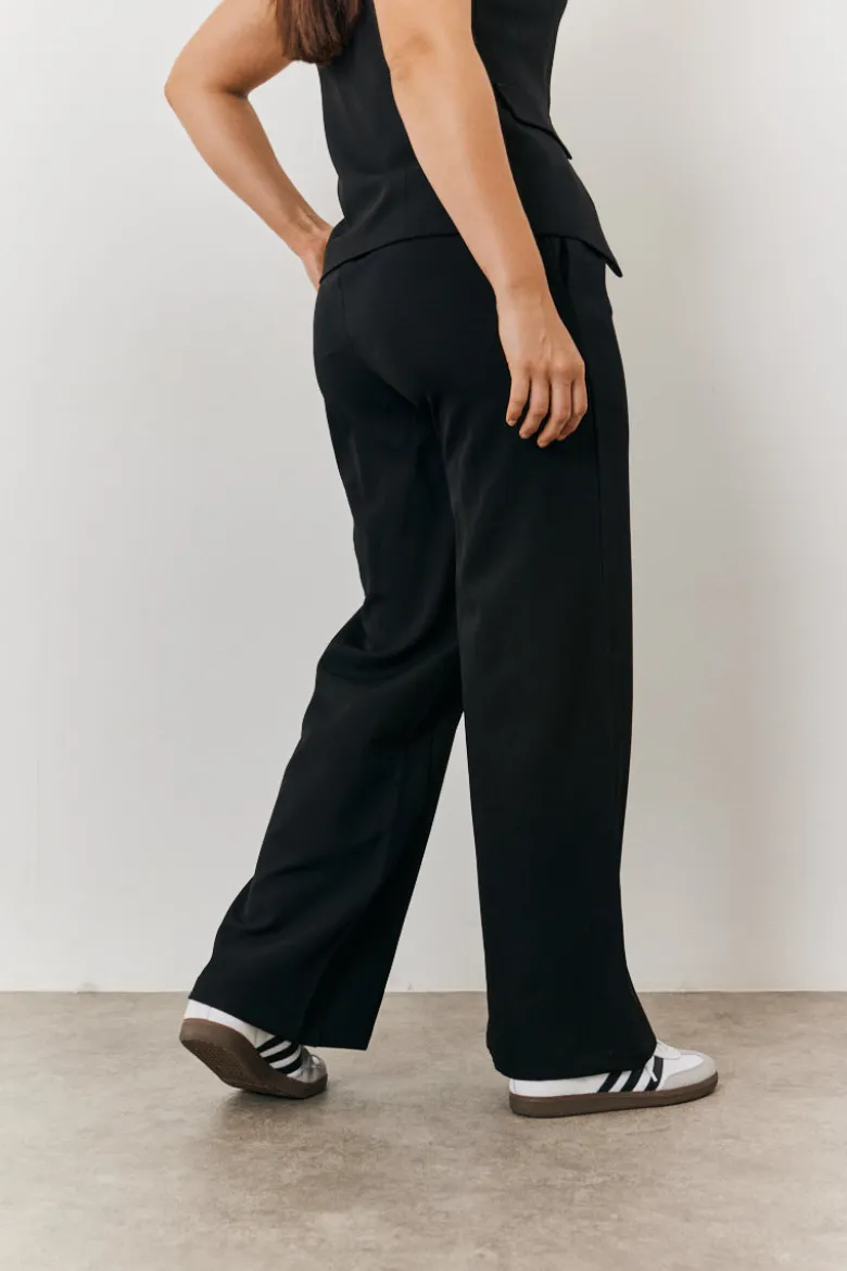 Elasticated Mid Rise Wide Leg Trouser
