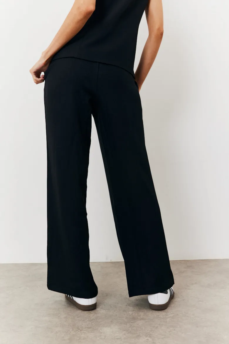 Elasticated Mid Rise Wide Leg Trouser