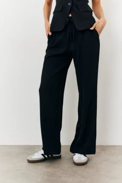 Elasticated Mid Rise Wide Leg Trouser