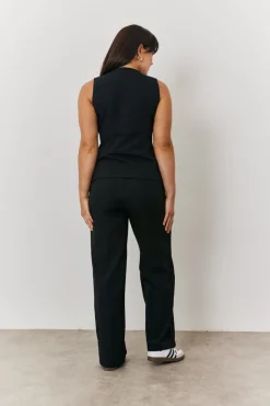 Elasticated Mid Rise Wide Leg Trouser