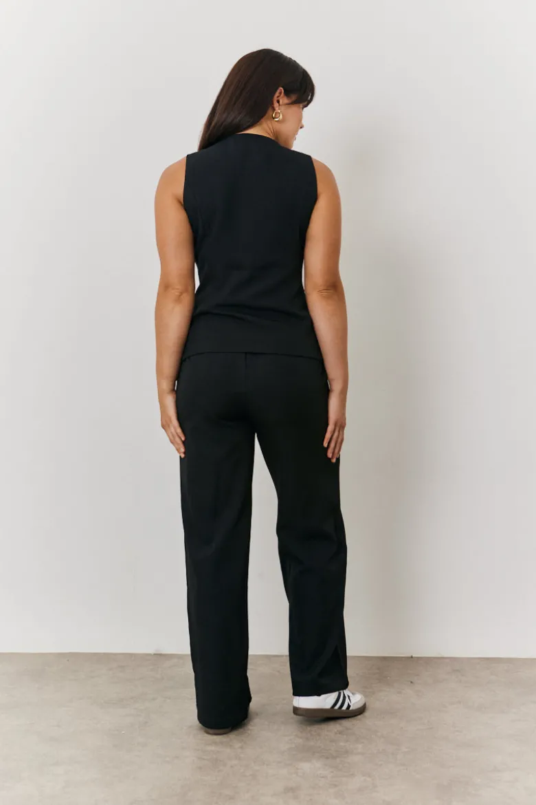 Elasticated Mid Rise Wide Leg Trouser