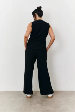Elasticated Mid Rise Wide Leg Trouser