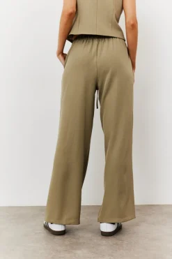 Elasticated Mid Rise Wide Leg Trouser