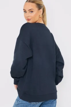 Embroidered Distressed Oversized Sweatshirt