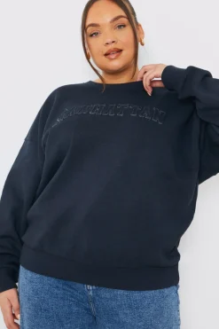 Embroidered Distressed Oversized Sweatshirt