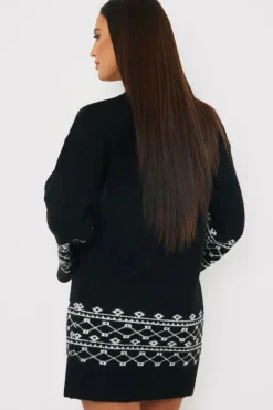 Fairisle Sleeve Detail Knit Mini Dress