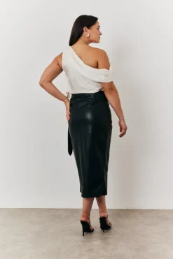 Faux Leather Wrap Skirt