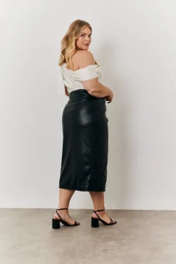 Faux Leather Wrap Skirt