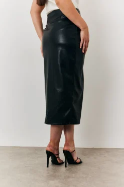 Faux Leather Wrap Skirt
