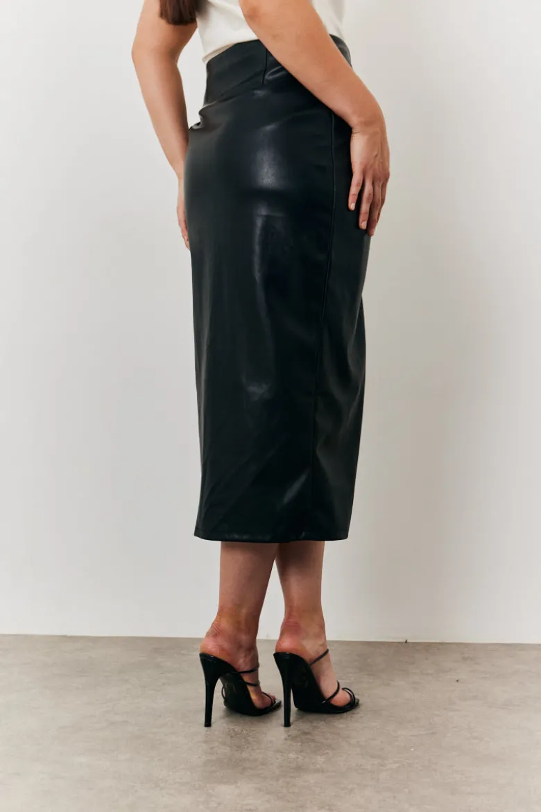 Faux Leather Wrap Skirt